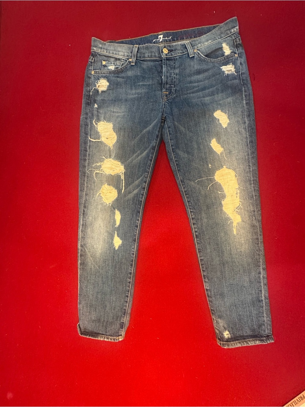 7 for All Mankind “Josephine” Distressed Blue Jeans Size 30